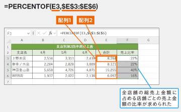 PERCENTOF関数 - 割合を求める