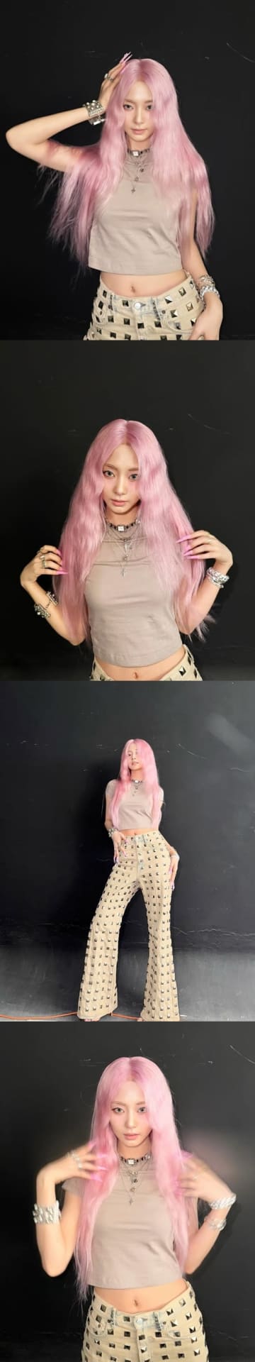 TWICE・ツウィ、“伝説更新”の大胆イメチェン！ピンク髪×青目のへそチラ