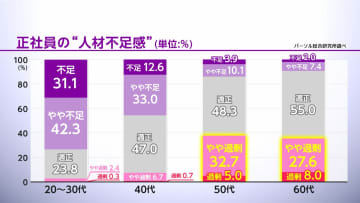 企業の4割が50～60代に“人材過剰感”　「本人のモチベーション低下」「生産性の低さ」「生産性に見合わない処遇水準の高さ」が主な理由