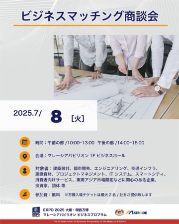 EXPO 2025 大阪・関西万博 マレーシアパビリオンビジネスプログラム【13週目(7/7～7/11)　商談会・セミナーの開催】