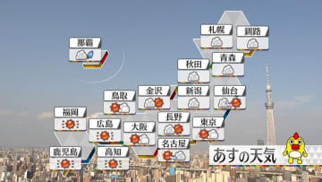 【あすの天気】九州～関東は広い範囲で晴れて強い日差し