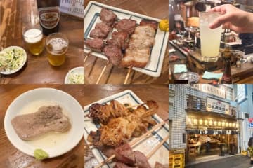 【新宿三丁目の立ち飲み居酒屋】昭和の雰囲気感じる『日本再生酒場 新宿3丁目店』で「もつ焼きのおすすめ五本盛り」「ゆでタン」を堪能