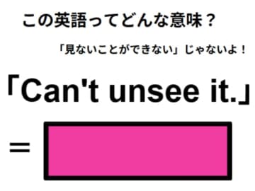 この英語ってどんな意味？「Can’t unsee it. 」