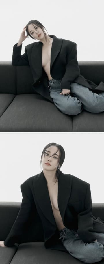 インナーはどこに？思い切った“素肌ジャケット”姿を堂々披露、韓国元アイドル女優の肉体が話題