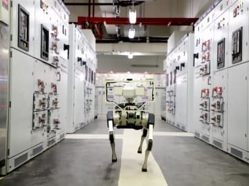 映画祭で電力設備の点検に活躍するロボット犬　中国重慶市