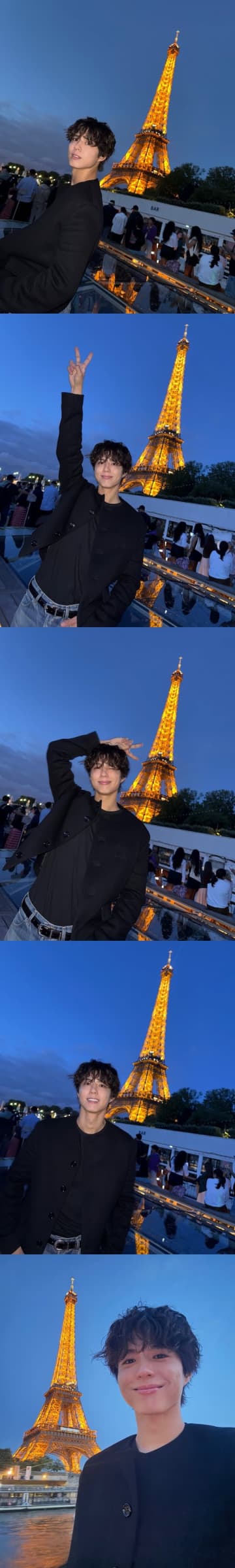 「エッフェル塔より輝く」俳優パク・ボゴム、パリでの“幸せな瞬間”を公開！BTS・Vとの新ツーショットも【PHOTO】