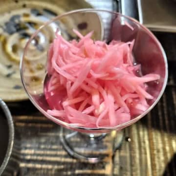 豚バラ煮汁ごと入れます！海鮮と豚肉のとろ～りふわふわお好み焼き！香りと風味が違う新生姜の紅生姜！