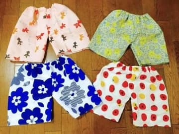 型紙なしでもできる！100均『手ぬぐい』でかわいいズボンができちゃった！たった10分で完成♪