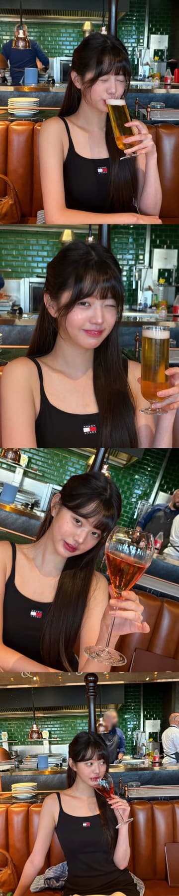 「赤ちゃんがお酒を…？」IVE・ウォニョン、ビール片手にウインク！レアショットにファン大興奮【PHOTO】