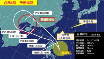 台風6号「ウィパー」発生　南西諸島ではうねりを伴う高波に注意
