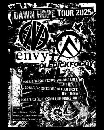 OLEDICKFOGGYとenvyによる東名阪ツアーが2025年9月に開催決定。東京は9月14日（日）新宿LOFT
