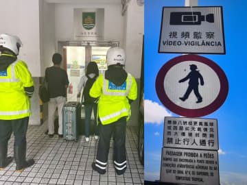 マカオ、台風警報シグナル9発令中に徒歩でカルヴァーリョ総督大橋を渡った旅客2人検挙