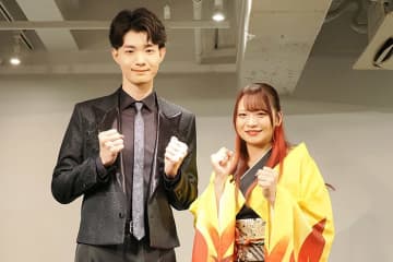 テイチクレコードからデビューの新人演歌歌手・堀内春菜と亜蘭がデビュー発表会開催！　「1秒でも息の長い歌手になりたい」と意気込み語る