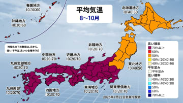 全国的に暑さ続く　関東から西は残暑厳しい　10月も高温　気象庁3か月予報