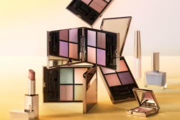 ルナソル2025年秋コスメ、ピンクモーヴアイシャドウ＆リップ用美容液マスク