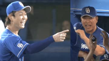【中日】4回まで無安打の髙橋宏斗を助ける好守備　山本泰寛のダイビングキャッチに井上監督＆髙橋宏斗も笑顔