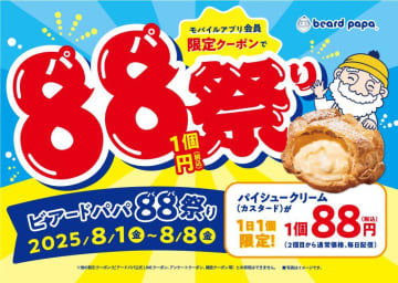 【ビアードパパ】パイシュークリームが半額以下に！期間中毎日88円で買えるのお得すぎだろ...。