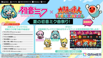 「太鼓の達人 ドンダフルフェスティバル」初音ミクコラボが開催！太鼓ミュージックパスに「砂の惑星」「初音ミクの激唱」「ローリンガール」など9曲が追加