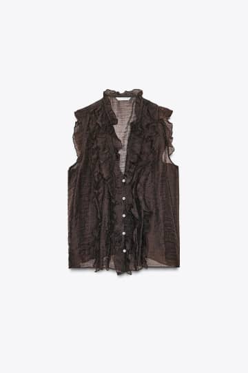 【ZARAのブラウン】大人に似合う♡「サマ見えトップス」