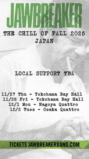 JAWBREAKERによる初来日公演『THE CHILL OF FALL 2025 JAPAN』開催決定