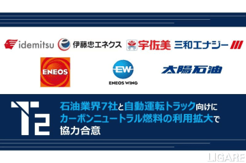 自動運転トラックでのCN燃料利用拡大へ　T2と出光ら7社が合意