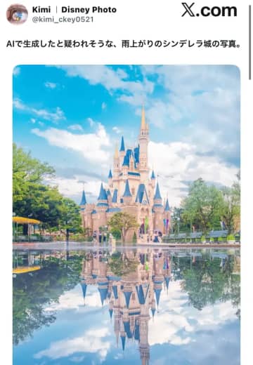 【奇跡の1枚】実写かCGか…雨上がりのシンデレラ城が水面に完全コピー　完璧すぎる一枚が幻想的すぎるとSNS騒然