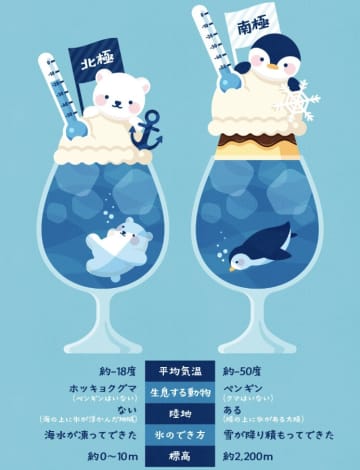 「これなら覚えられる」北極と南極の『違い』が一枚でわかるイラストが、天才的すぎると話題。