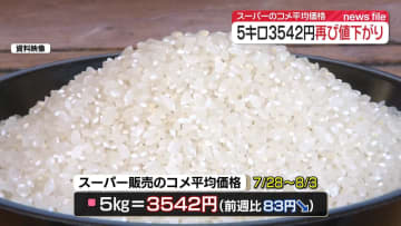 スーパーのコメ平均価格、再び値下がり　5キロ3542円