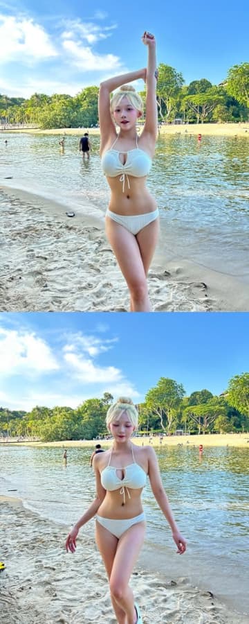 【写真】韓国金髪チアのチョ・イェリン、大胆すぎる純白水着SHOT！ボリューム感に釘付け