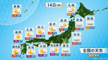 猛暑日地点増える