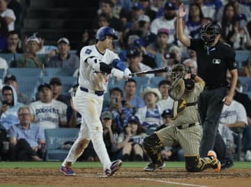 ドジャース大谷翔平、パドレス戦で3打数無安打…チームは逃げ切り同率首位に浮上