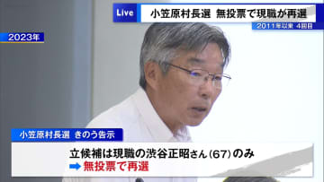 東京・小笠原村長選、無投票で現職が再選　無投票は2011年以来4回目