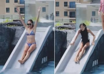 秋山成勲の妻SHIHO＆娘サラン、スイムウェア姿で圧巻スタイル披露！小顔×美脚のモデル親子【PHOTO】