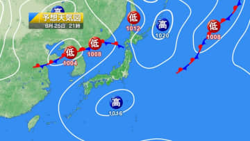 今日25日・明日26日の天気予報　今日は東北～沖縄で局地的大雨＆明日は北日本で警報級の大雨のおそれ　土砂災害や低地の浸水に警戒