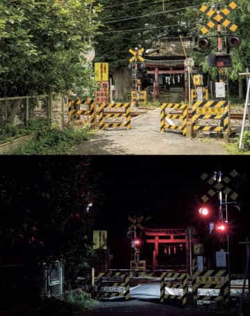 昼「のどかな神社」→夜「異世界への入口」真夜中の踏切、その先にある赤い鳥居が怖すぎるとネット民震撼