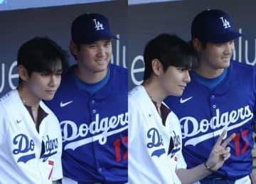 「BTS」V、大谷に会った…LAドジャース始球式前に“ワールドクラス”のツーショット