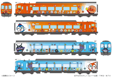 JR四国 高徳線に2600系「アンパンマン列車」が登場　「アンパンマン」「ばいきんまん」をコンセプトにした車両デザインに