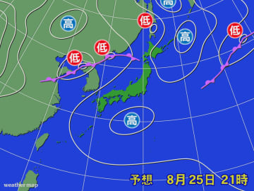 北日本のみ低気圧と高気圧が交互に通過し秋の気配
