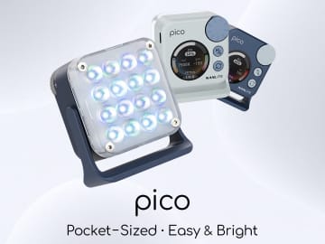 プロ向け照明ブランドのNANLITEから、カジュアルユースのLEDライト　フルカラーLEDの「pico」とスマホ装着の「lumo」