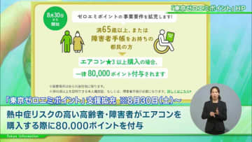 近年高まる熱中症のリスク  都が高齢者や障害のある方のエアコン購入を「東京ゼロエミポイント」80,000ポイントで支援