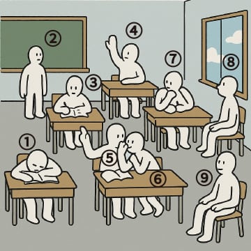 あなたはどの行動タイプ？教室にいる9人から選ぶだけで性格診断