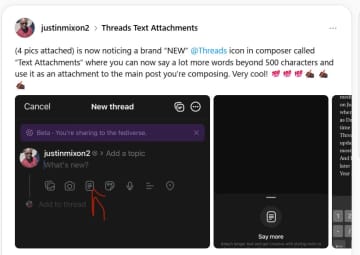 Threads、長文投稿をテスト中。投稿中にスニペット表示、書式設定も可能