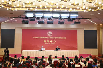 台湾問題で外部の干渉許さない　抗日戦争勝利80周年記者発表会