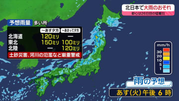 【あすの天気】青森や秋田で大雨のおそれ　関東～九州は猛烈な暑さ