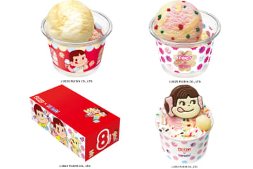 サーティーワン、不二家「ペコちゃん」とコラボした「PEKO with ICE CREAM」でミルキーなアイスやランチバッグなどが登場