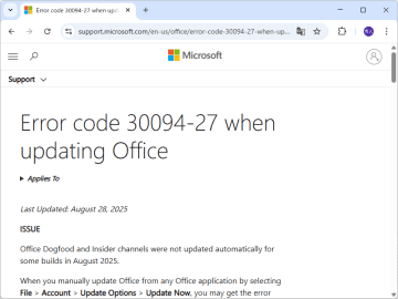 「Microsoft Office」アプリの2025年8月更新に問題 ～一部ビルドで自動更新がエラーに／Microsoftが回避策を案内