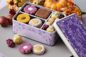 アトリエうかい「ハロウィン缶」かぼちゃ＆栗のほろほろクッキーや紫芋の"花形”焼き菓子