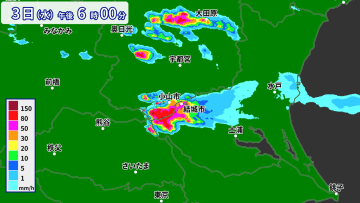 栃木県と茨城県に1時間で100ミリ超の記録的短時間大雨情報