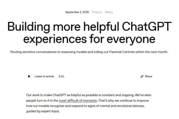 ChatGPT、ペアレンタルコントロールを導入へ