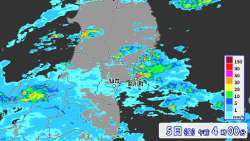 宮城県で1時間に約100ミリの猛烈な雨　記録的短時間大雨情報